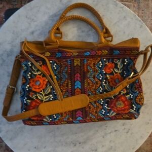 Johnny Was Embroidered Floral Weekend Bag